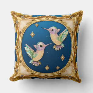 Elegant Framed Birds Artwork Throw Pillow