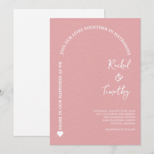 Elegant Framed in Faith  Light Coral Wedding Invitation (Front/Back)