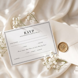 Elegant Framed Meal Choice Wedding RSVP Card