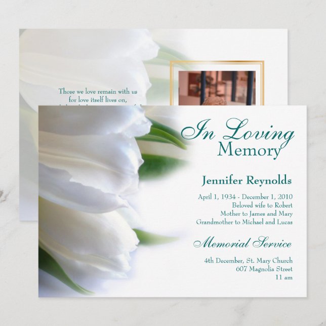 Elegant Framed Photo Memorial Funeral Service Invitation (Front/Back)
