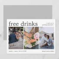 Elegant Free Drinks Three Photo Wedding