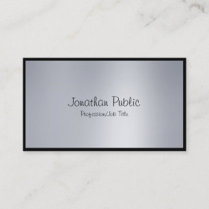 Elegant Freehand Script Modern Silver Chic Plain Business Card