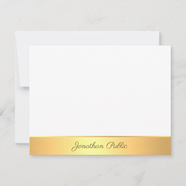Elegant Freehand Script Text Gold White Template (Front)