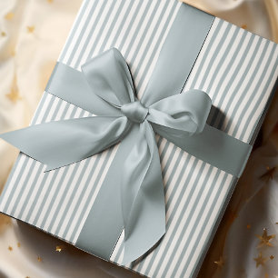 Elegant French Blue and White Thin Stripes Wrapping Paper