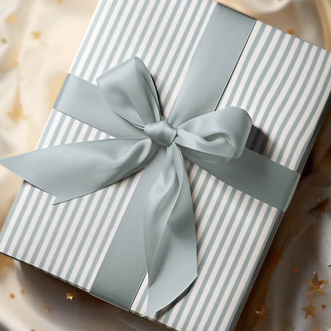 Elegant French Blue and White Thin Stripes Wrapping Paper (Elegant Striped Wrapping in French Blue & White. Chic & Timeless. For All Occasions and  All Ages.)