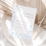 Elegant French Blue Floral Line Art Wedding Invitation<br><div class="desc">Modern romantic French blue and taupe floral line art wedding invitation.</div>