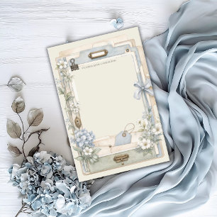Elegant French Blue Floral Personalized Post-it Notes