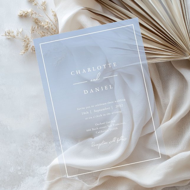 Elegant French Blue Gradient Acrylic Wedding Acrylic Invitations (Elegant Honey Yellow Gradient Acrylic Wedding Acrylic Invitations)