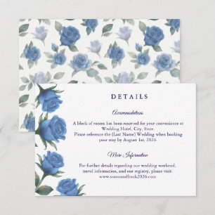 Elegant French Blue Rose Watercolor Wedding Enclosure Card
