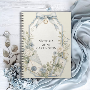 Elegant French Blue Sage Floral Personalized  Notebook