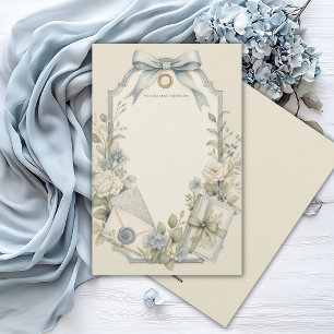 Elegant French Blue Sage Floral Personalized Stationery