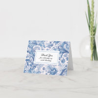 Elegant French Blue Toile Pattern Thank You