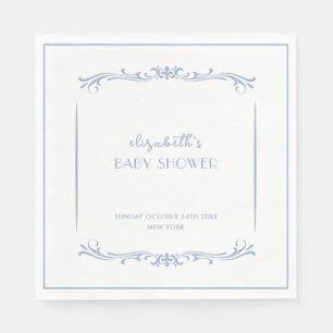 Elegant French Blue Vintage Frame Baby Shower  Napkin