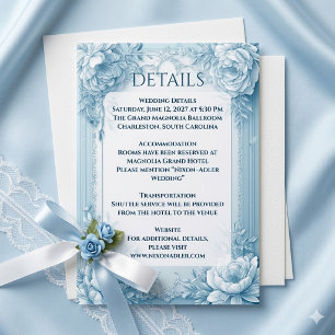 Elegant French Blue White Floral Shabby Chic Decor Enclosure Card