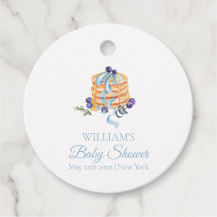 Elegant French Blueberry Pancake Baby Shower Favour Tags