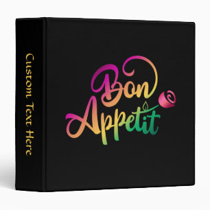 Elegant French Bon Appetite Recipe Neon Colours Binder