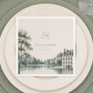 Elegant French Château Monogram Wedding Napkin