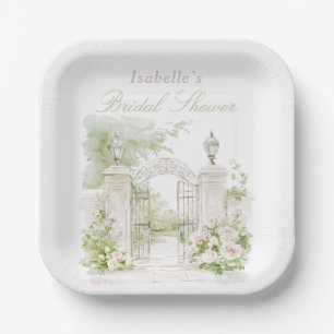 Elegant French Chateau Pastel Bridal Garden  Paper Plate