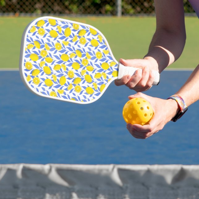 Elegant French Country Lemon Blue Botanical Pickleball Paddle (Insitu)