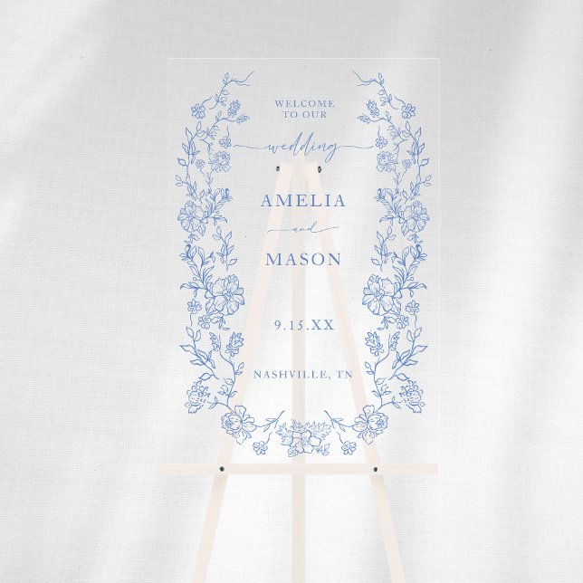 Elegant French Dusty Blue Vintage Acrylic Sign (Elegant French Dusty Blue Vintage Acrylic Sign)