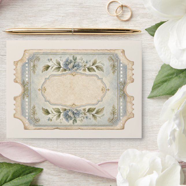 Elegant French Floral Blue Frame  Envelope (Wedding)