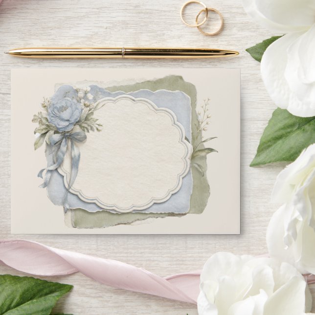 Elegant French Floral Blue Sage  Envelope (Wedding)