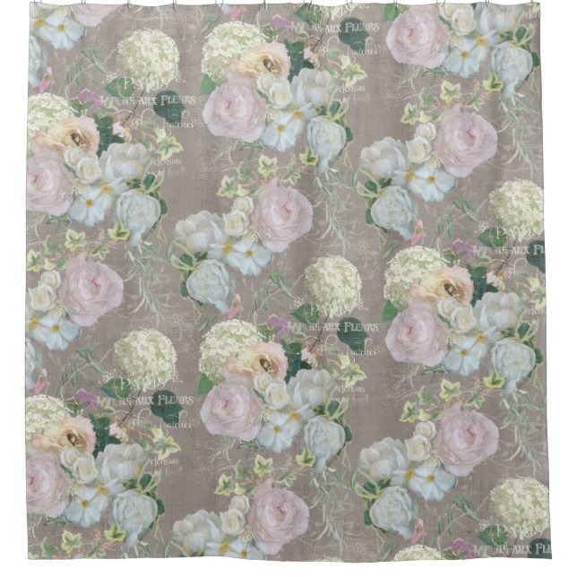 Elegant French Grey Blush Peony Floral Vintage (Front)
