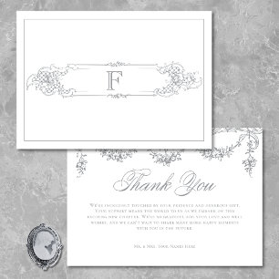 Elegant French Grey Victorian Chinoiserie Wedding Thank You Card
