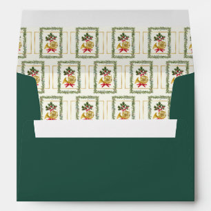 Elegant French Horn Christmas Dark Green Envelope