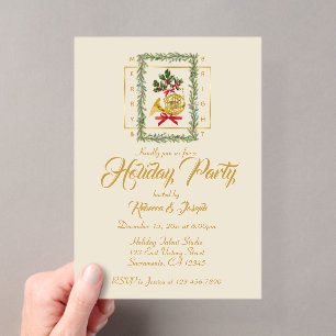Elegant French Horn Christmas Irish Cream Acrylic Invitations