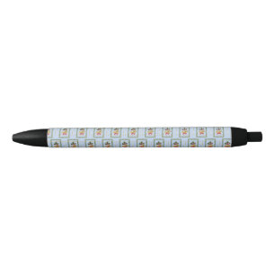 Elegant French Horn Christmas Light Blue Black Ink Pen