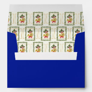 Elegant French Horn Christmas Royal Blue Envelope