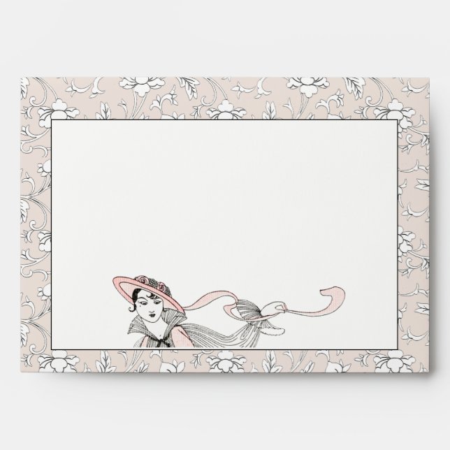 Elegant French Lady Vintage Floral Neutral Envelope (Front)
