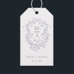 Elegant French Lavender Floral Crest Wedding Gift Tags<br><div class="desc">Classic French victorian lavender floral wedding gift tag. For more advanced customization of this design,  please click the DESIGN TOOL BUTTON above!</div>