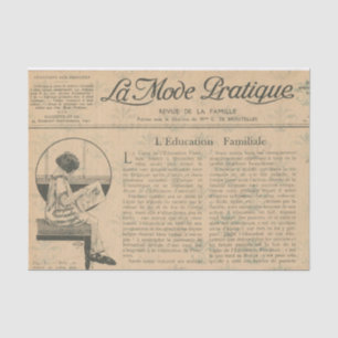 Elegant French Newsprint Tissue Paper