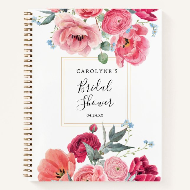Elegant French Peonies Watercolor Personalized Notebook (Front)