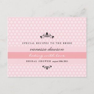 Elegant French Pink Bridal Shower Recipe Card