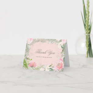 Elegant French Pink Floral Bridal Shower Thank You Card