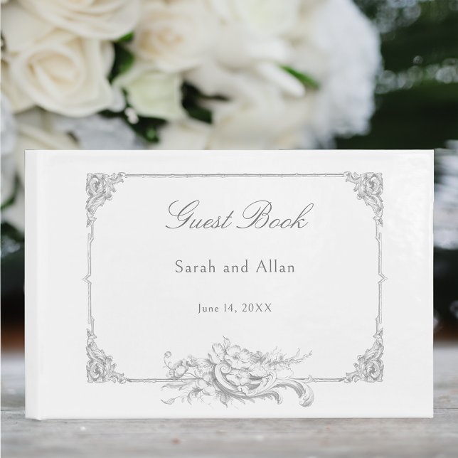 Elegant French Rococo Floral Frame Guest Book (Creator Uploaded)
