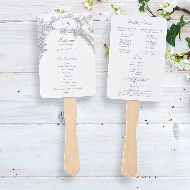 Elegant French Rococo Floral Program Hand Fan (Creator Uploaded)