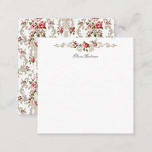 Elegant French Rococo Floral-White Background Card