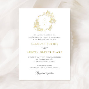 Elegant French Roses Floral Monogram Crest Wedding