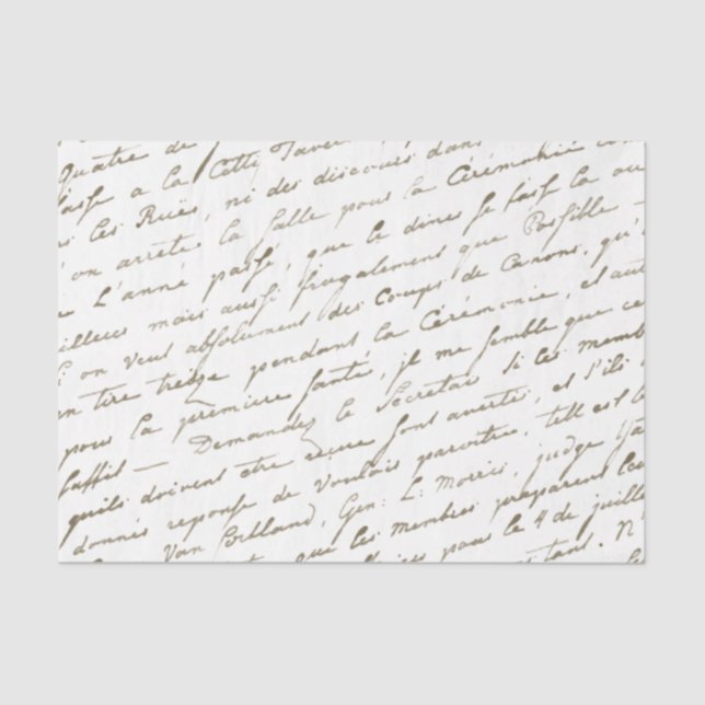 Elegant French Script Gold Vintage Tissue Paper (Front)