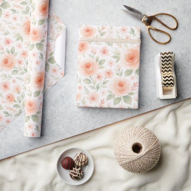 Elegant French Shabby Chic Floral Art Pattern Wrapping Paper (Crafts)