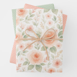 Elegant French Shabby Chic Floral Art Pattern Wrapping Paper Sheet