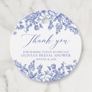 Elegant French Victorian Blue Floral Bridal Shower Favour Tags