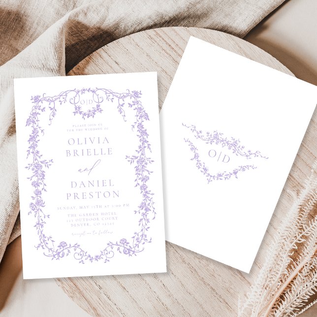 Elegant French Victorian Lilac Purple Wedding Invitation (Creator Uploaded)