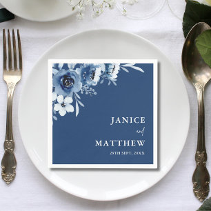 Elegant French Vintage Blue Floral Wedding Napkin