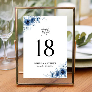 Elegant French Vintage Blue Floral Wedding Table Number