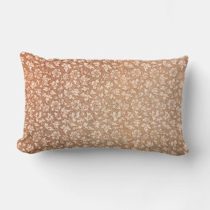 Elegant French Vintage Tan Pink Floral Pattern Lumbar Pillow